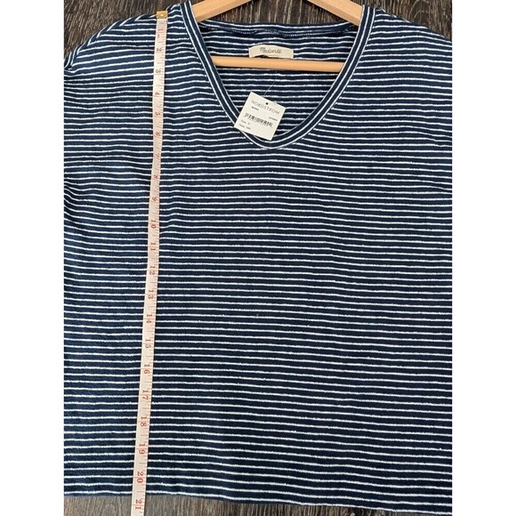 NWT Madewell Nordstrom Navy White Stripe Puff Sleeve Top Small - Picture 9 of 9